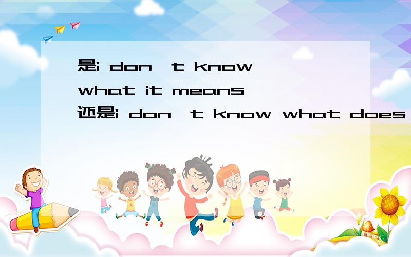 是i don't know what it means 还是i don't know what does it mean ?