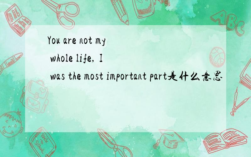 You are not my whole life, I was the most important part是什么意思